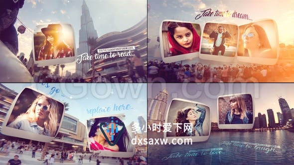 快节奏创意旅行幻灯片景点时尚照片合成展示旅游度假产品-AE模板