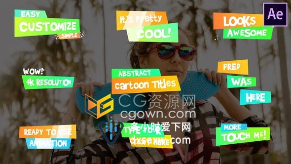 鲜艳多彩可爱有趣的卡通文字动画标题-AE模板下载