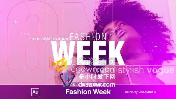 Fashion时装周动态介绍魅力潮流彩色图形动画开场宣传视频片头-AE模板下载
