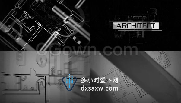 AE模板-建筑蓝图户型图图纸草案演绎LOGO标志片头动画