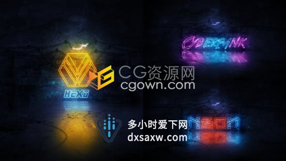 AE模板下载霓虹灯发光效果LOGO演绎动画标志视频片头制作工程文件