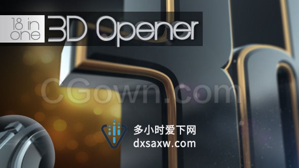 18种不同风格元素3D光学耀斑现代金属感高端大气LOGO片头动画-AE模板