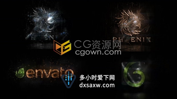 水珠滑落金属标志揭示粒子消散水滴状LOGO展示片头-AE模板下载