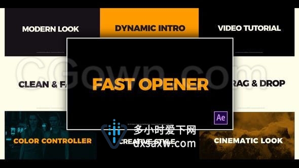 动感多彩图片文字标题排版企业宣传片头开场动画-AE模板下载