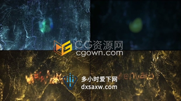 闪光流体金色粒子VFX华丽效果LOGO动画视频片头制作-AE模板下载