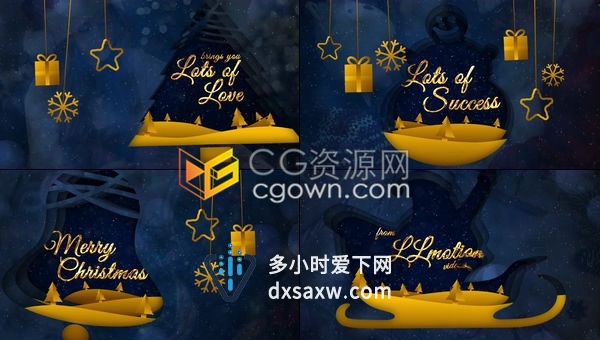 公司节日问候视差效果圣诞节元素符号制作圣诞贺卡视频动画-AE模板下载