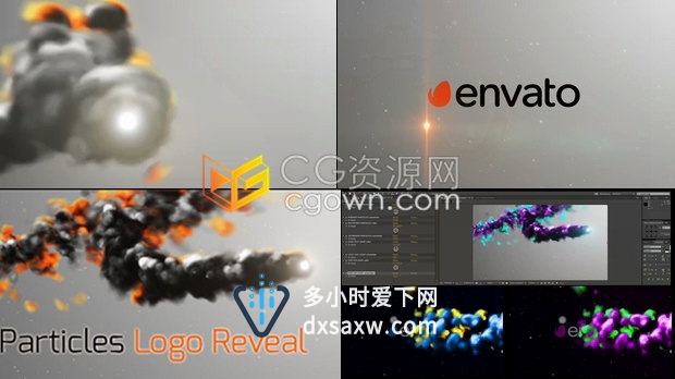 抽象多彩烟雾粒子特效路径动画生成Logo标志片头-AE模板下载