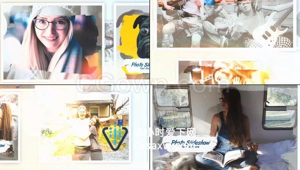 黑白照片笔刷显示色彩三维空间排版婚礼纪念电子相册-AE模板下载