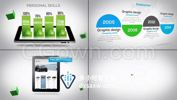 档案简历演示商务营销产品促销服务多功能网站网页设计-AE模板