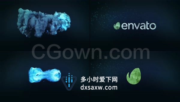 烟雾喷发快速凝聚LOGO揭示电影广告品牌标志-AE模板下载