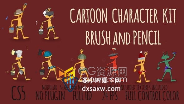 旧式卡通漫画人物生动绘画涂鸦展示复古标志横幅媒体揭幕战-AE模板下载