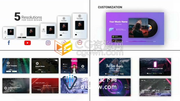 音频可视化动画效果Music制作人歌曲宣传动态视频画面效果-AE模板下载