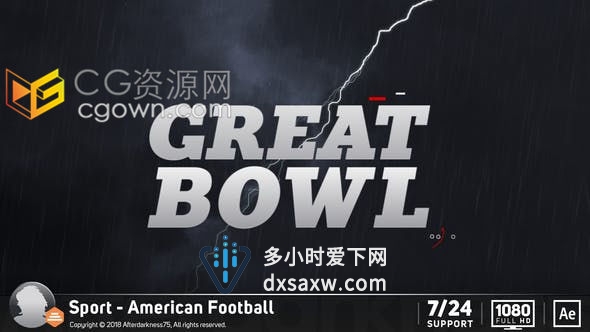 闪电抖动镜头切换故障效果足球赛事体育运动宣传预告片-AE模板下载