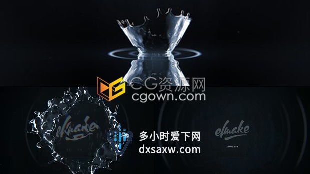 AE模板下载LOGO掉到水中飞溅花冠效果标志演绎视频片头制作