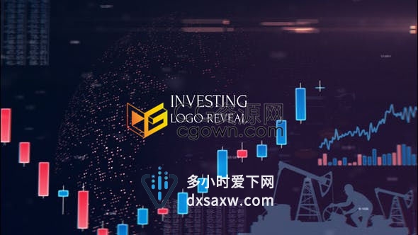 数字科技K线图展示金融销售投资银行业务标志LOGO片头-AE模板
