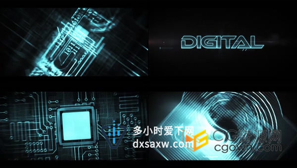数字化冲击网络电子CPU演绎全息科技感计算机信息企业LOGO片头-AE模板