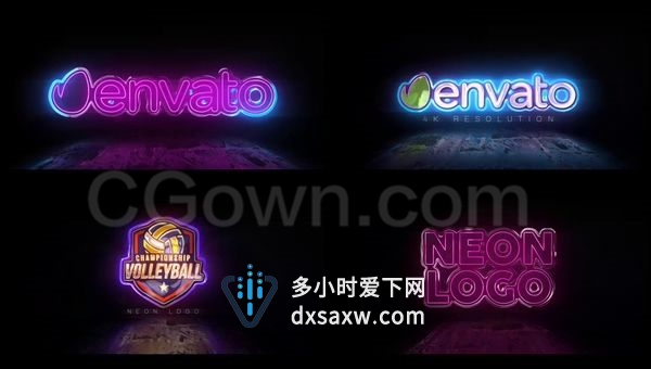 霓虹灯标志揭示电力能源频率闪烁LOGO动画-AE模板下载