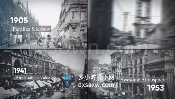 历史回忆摄影作品分时间线演示通用复古宣传纪录片-AE模板下载