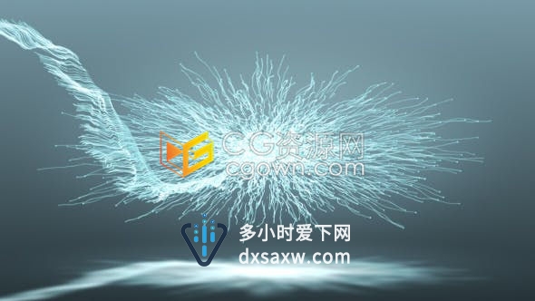 抽象流畅波浪形生长线条扩张发散条纹絮状粒子标志LOGO片头-AE模板