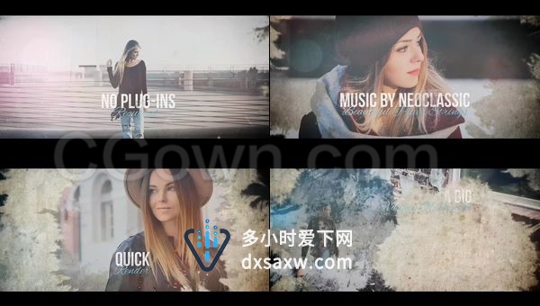 老式时装卷轴复古商业演示时尚展览幻灯片放映-AE模板下载