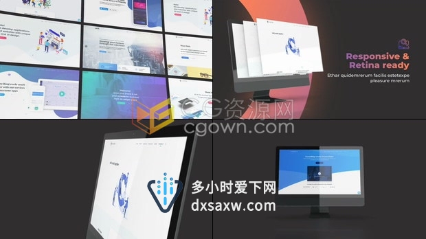 iMac设备模型演示黑暗用户界面设计应用程序宣传动画视频E3D制作-AE模板下载