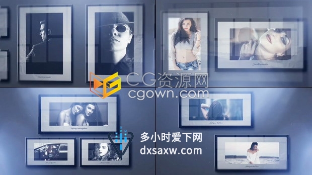 纯净背景高雅艺术作品展览幻灯片影视作品明星肖像摄影照片回忆相册-AE模板