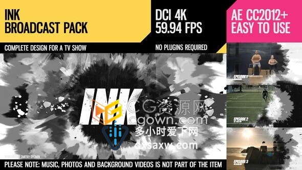 水墨动画效果制作视频包装AE模板下载游戏引擎VFX介绍TV节目宣传