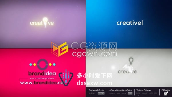 创意数字媒体公司业务代理企业服务品牌网站变形动画灯泡图标文本开场-AE模板