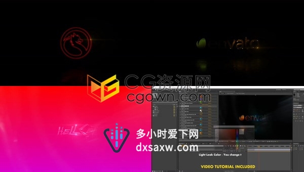 优雅铂金质感光效豪华质感LOGO霓虹灯动画视频片头制作-AE模板下载