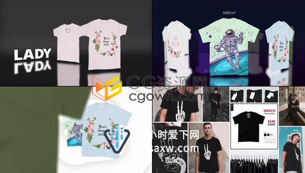 时尚设计男女T恤模型包场景动画DIY潮流服装店网店营销展示宣传广告-AE模板