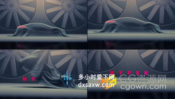 3D绸布遮盖逼真汽车形象掀开布块文字标题显现炫酷开场动画-AE模板