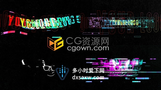 4K故障毛刺标志RGB移位徽标LOGO动画-AE模板下载