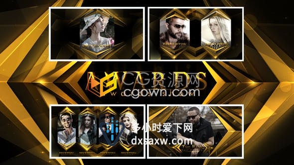 时尚颁奖典礼公司年会才艺表演获奖提名豪华粒子背景晚会包装-AE模板