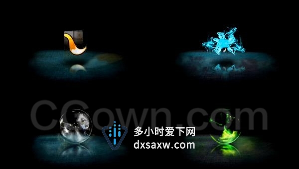 科幻生动能量球爆裂烟雾标志揭示发光火焰LOGO动画-AE模板下载