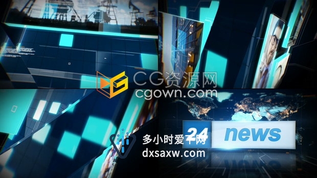 AE模板-科技感广播电视新闻片头世界地图背景频道栏目包装开场