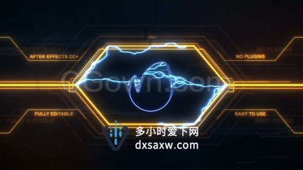 AE模板-闪亮灯光线条演绎科技感描边闪电标题LOGO介绍