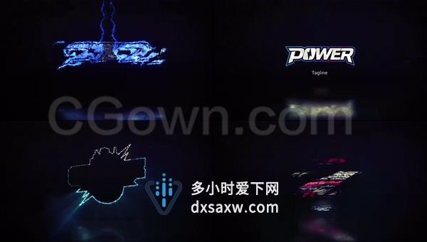 闪电能量快速故障描边发光LOGO动画-AE模板下载