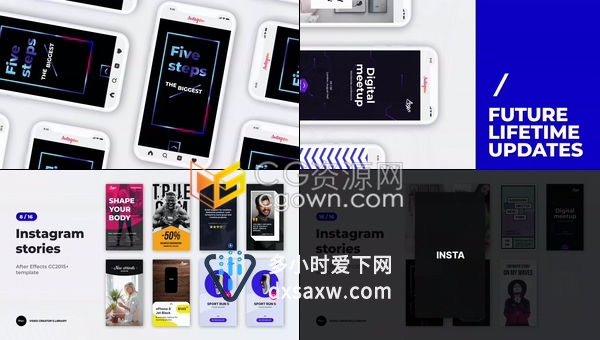 垂直竖版社交媒体微商小视频制作手机端静态背景动态宣传广告-AE模板