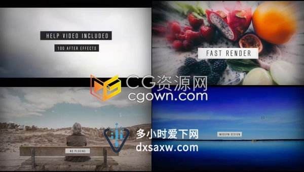 怀旧复古风独特故障过渡图文宣传视频相册-AE模板下载
