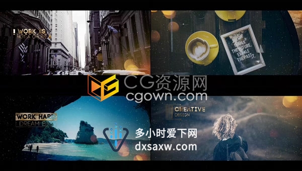 美丽动感金银粒子散发背景漏光组合几何图形扩展喷发粒子效果标题幻灯片-AE模板