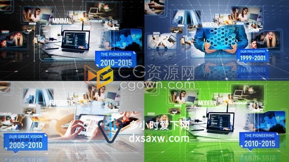 三维空间感全息高科技信息元素商业游戏网站宣传片-AE模板下载