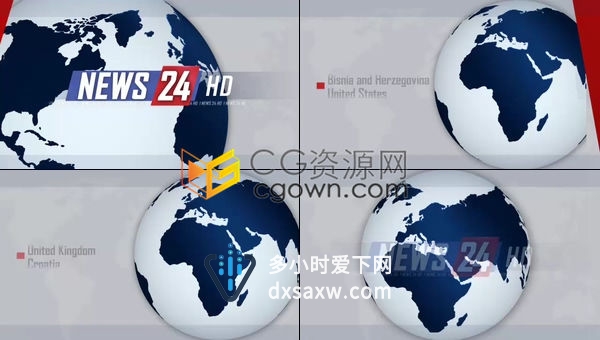 环球新闻电视新闻栏目简短包装片头-AE模板