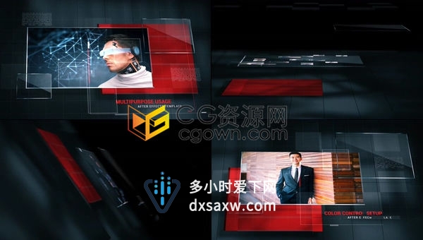 透明玻璃片网格矩阵立方体科技感展示公司宣传图文内容幻灯片视频-AE模板下载