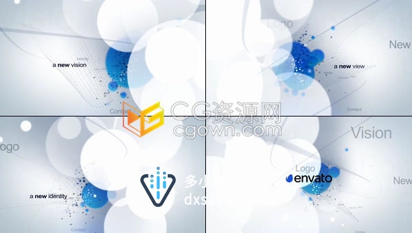 干净明亮蓝白光斑效果文字标题LOGO标志片头-AE模板下载