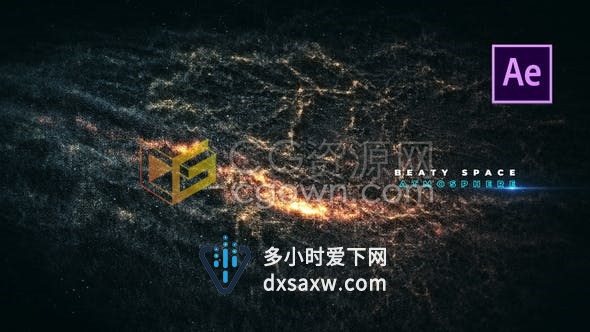 抽象宇宙太空环境银河粒子科幻电影宣传文字标题片头动画视频-AE模板下载