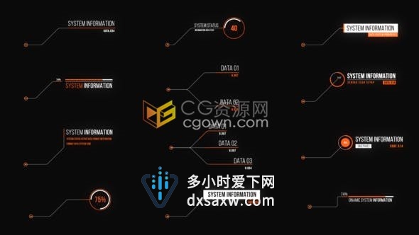 AE模板下载12组线条呼出解释标注文字标题视频字幕动画效果制作
