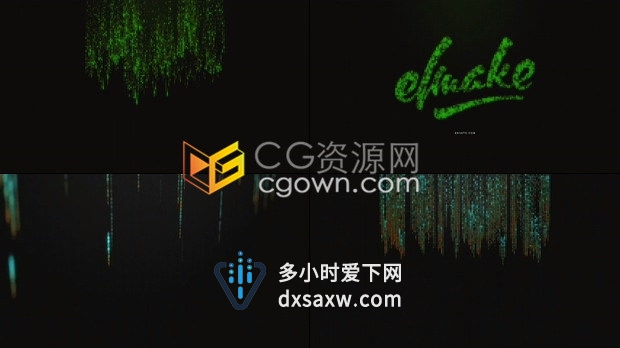 黑客矩阵代码像素化流动汇聚LOGO动画人工智能软件技术宣传片头-AE模板下载