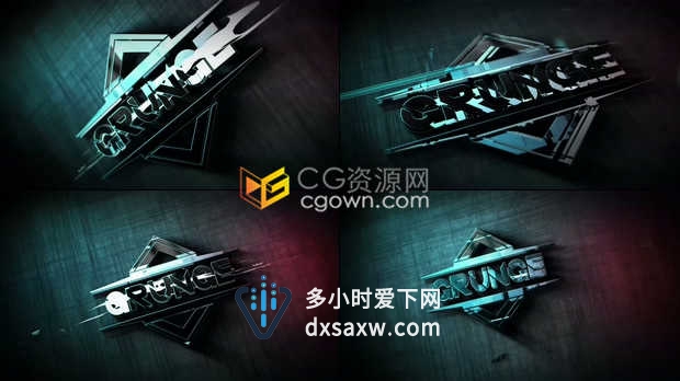 3D标志故障特效LOGO动画黑暗游戏力量运动类型宣传视频片头-AE模板下载