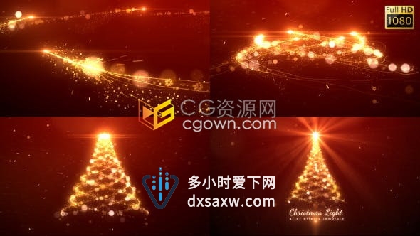 绚丽魔法光线粒子特效绘画圣诞树光庆祝Christmas节日快乐视频片头-AE模板下载