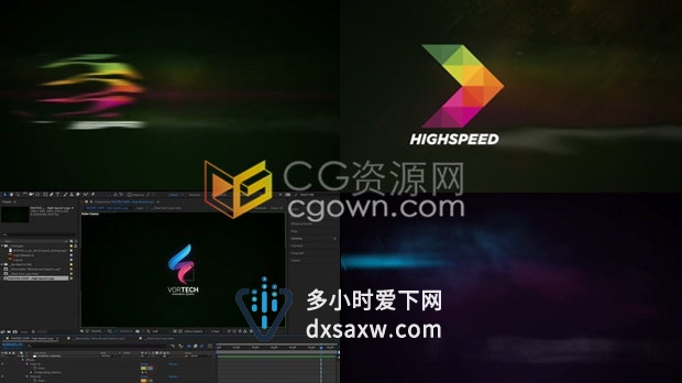 LOGO颜色流动烟雾快速移动冲击极限运动汽车比赛宣传视频片头-AE模板下载